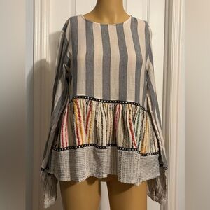 THML Striped Blouse with Multicolor Accents